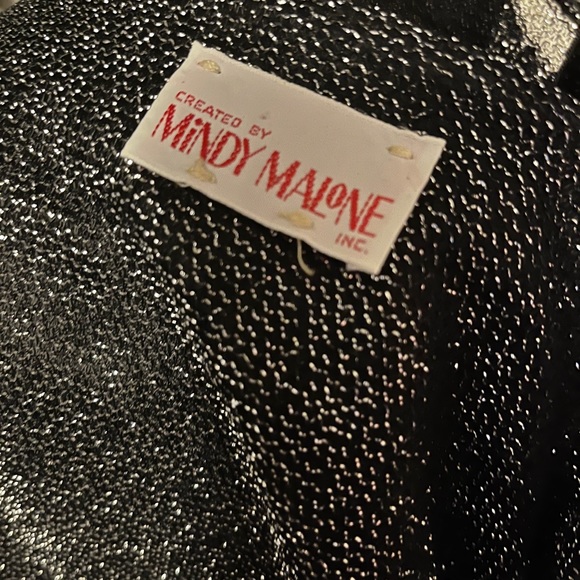 MINDY MALONE VINTAGE GORGEOUS BLACK & SILVER GLITTERY HALTER FORMAL DRESS - Picture 13 of 14